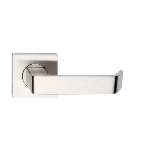 MDZ Lever 39 on 57mm x 57mm Square Rose. 316 Marine Grade (Pair) in Polished Stainless Steel