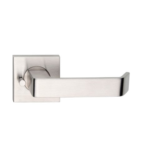 MDZ Lever 39 on Integrated Privacy 57mm x 57mm Square Rose. 316 Marine Grade (Pair) in Polished Stainless Steel