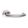MDZ Lever 60T on Integrated Privacy Ø53 Round Rose, inc. Privacy Latch. 316 Marine Grade (Pair) in Polished Stainless