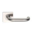 MDZ Lever 75 on 57mm x 57mm Square Rose. 316 Marine Grade (Pair) in Polished Stainless Steel