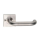MDZ Lever 75T on Integrated Privacy 57mm x 57mm Square Rose. 316 Marine Grade (Pair) in Polished Stainless Steel