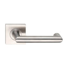 MDZ Lever 81T on 57mm x 57mm Square Rose. 316 Marine Grade (Pair) in Polished Stainless Steel