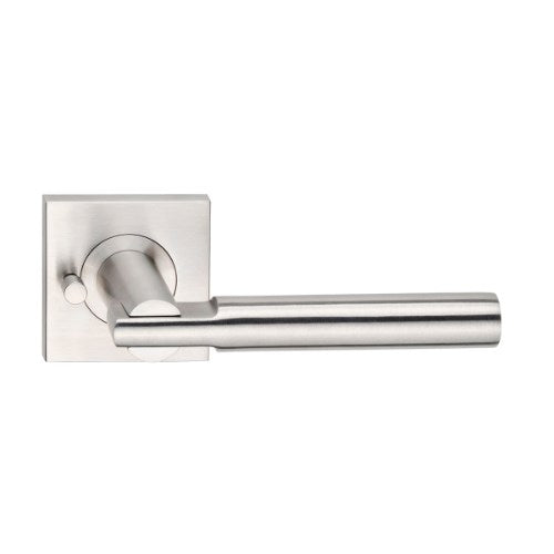 MDZ Lever 105 on Integrated Privacy 57mm x 57mm Square Rose. 316 Marine Grade (Pair) in Polished Stainless