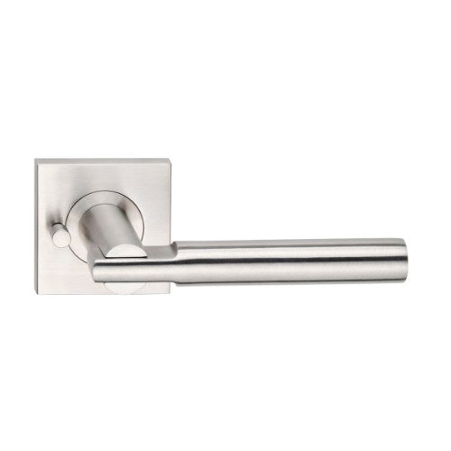 MDZ Lever 105 on Integrated Privacy 57mm x 57mm Square Rose. 316 Marine Grade (Pair) in Polished Stainless Steel