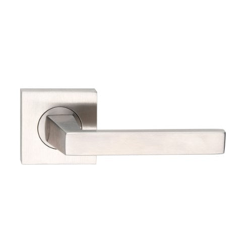 MDZ Lever 117 on 57mm x 57mm Square Rose. 316 Marine Grade (Pair) in Polished Stainless