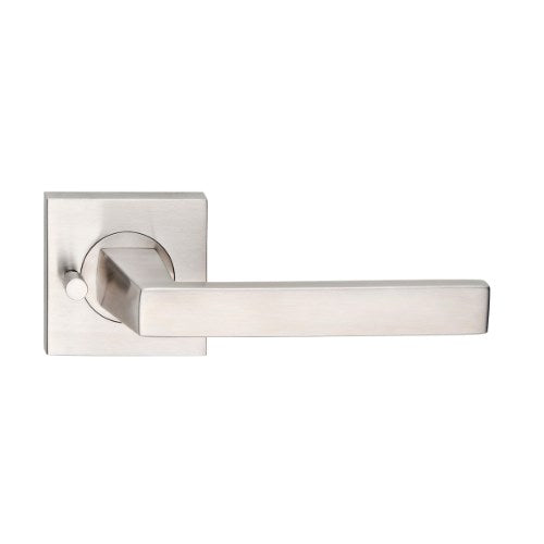 MDZ Lever 117 on Integrated Privacy 57mm x 57mm Square Rose. 316 Marine Grade (Pair) in Polished Stainless