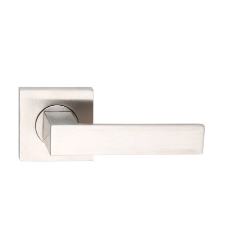 MDZ Lever 120 on 57mm x 57mm Square Rose. 316 Marine Grade (Pair) in Polished Stainless Steel