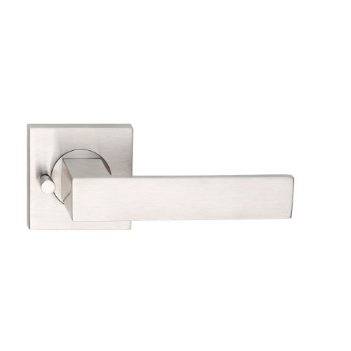 MDZ Lever 120 on Integrated Privacy 57mm x 57mm Square Rose. 316 Marine Grade (Pair) in Polished Stainless