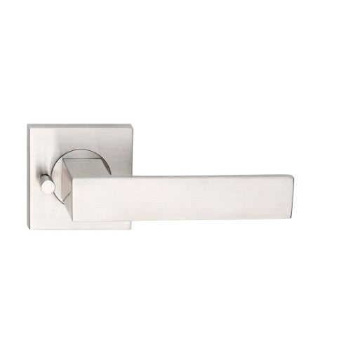 MDZ Lever 120 on Integrated Privacy 57mm x 57mm Square Rose. 316 Marine Grade (Pair) in Polished Stainless Steel
