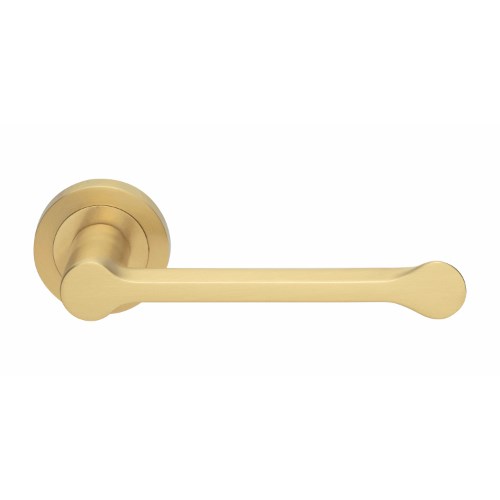 ALAMARO - passage lever set square rose (50mm) without latch in Satin Brass