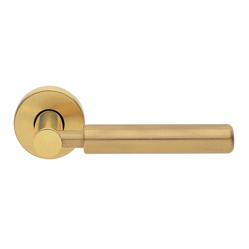 AMLETO - passage lever set square rose (50mm) without latch in Satin Brass