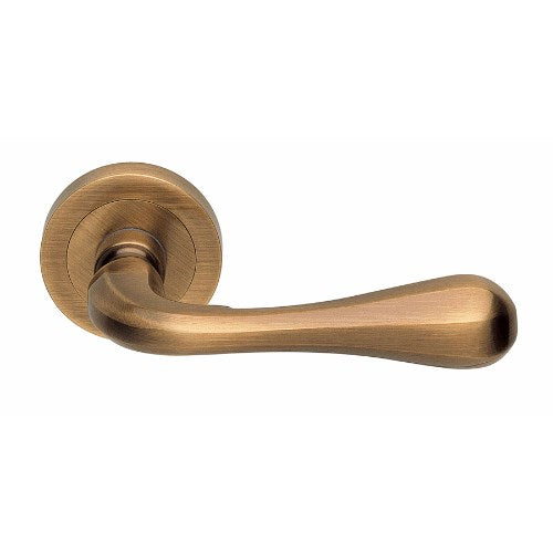 ASTRO - passage lever set round rose (50mm) without latch  in Satin Bronze