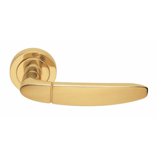 ATENA - passage lever set square rose (50mm) without latch in Polished Brass
