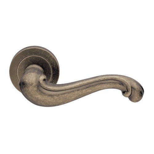 BAROCCO - privacy lever set round rose (50mm) including privacy latch  in Antique Bronze