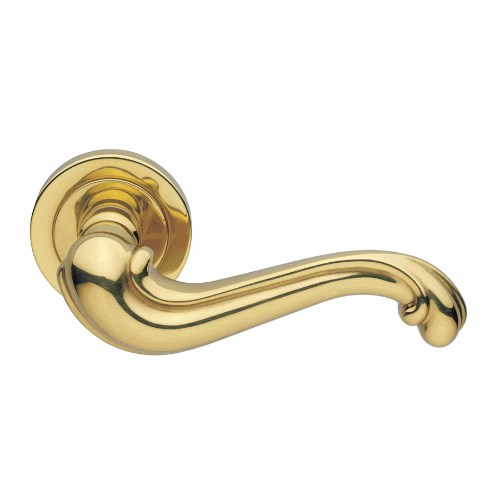 BAROCCO - passage lever set round rose (50mm) without latch  in Polished Brass