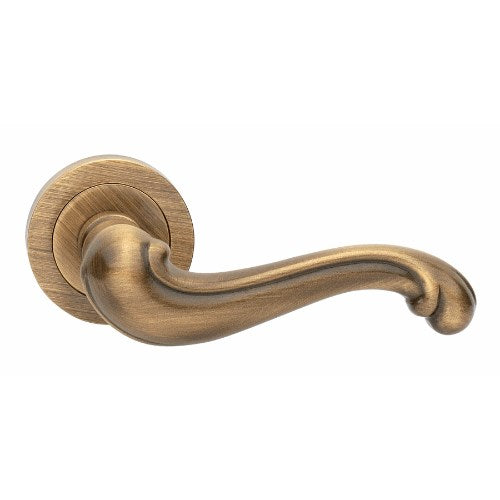 BAROCCO - passage lever set round rose (50mm) without latch  in Satin Bronze