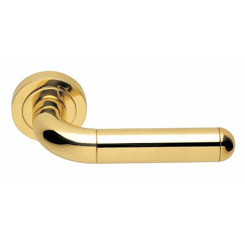 BRESCIA - passage lever set round rose (50mm) without latch  in Polished Brass