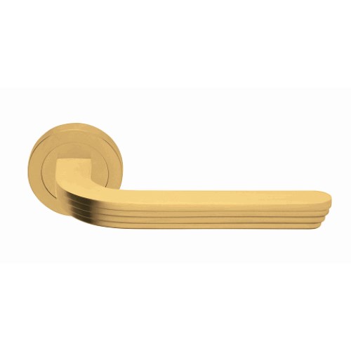 CLOUD - passage lever set round rose (50mm) without latch  in Satin Brass