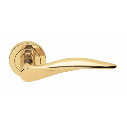 DALI - passage lever set round rose (50mm) without latch  in Polished Brass