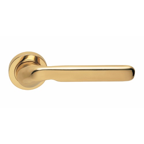 DAYTONA - passage lever set round rose (50mm) without latch  in Polished Brass