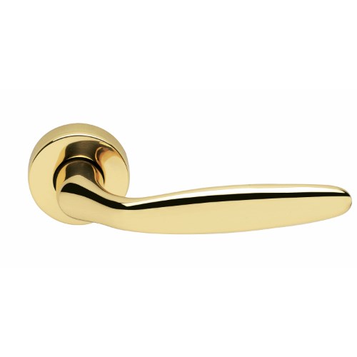 DERBY - passage lever set round rose (50mm) without latch  in Polished Brass