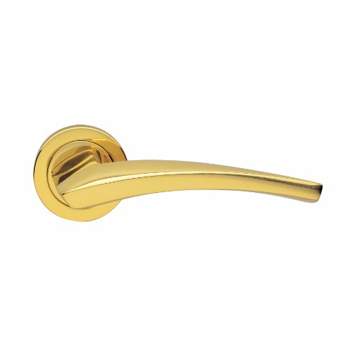 DUNE - passage lever set square rose (50mm) without latch in Polished Brass