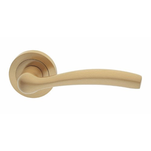 EASY - passage lever set round rose (50mm) without latch  in Satin Brass