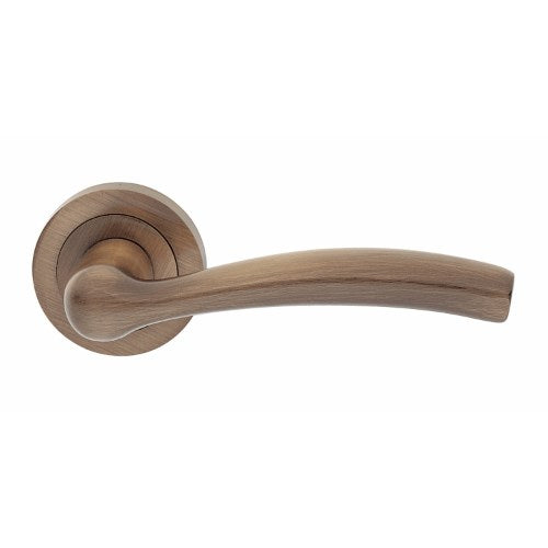 EASY - passage lever set round rose (50mm) without latch  in Satin Bronze