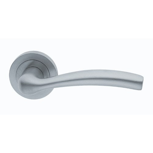 EASY - passage lever set round rose (50mm) without latch  in Satin Chrome
