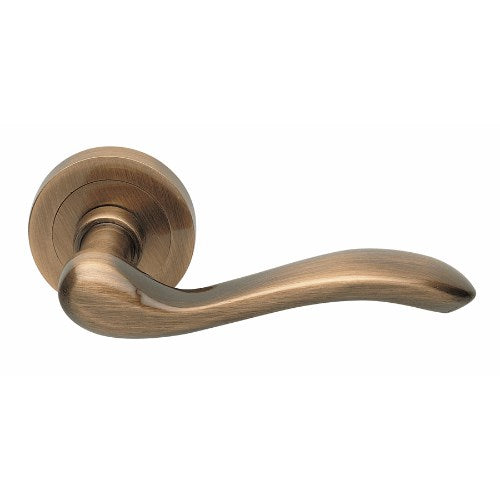 ERICA - passage lever set round rose (50mm) without latch  in Satin Bronze