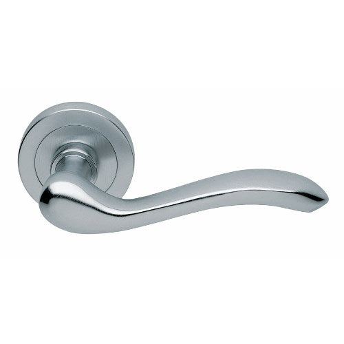 ERICA - passage lever set round rose (50mm) without latch  in Satin Chrome