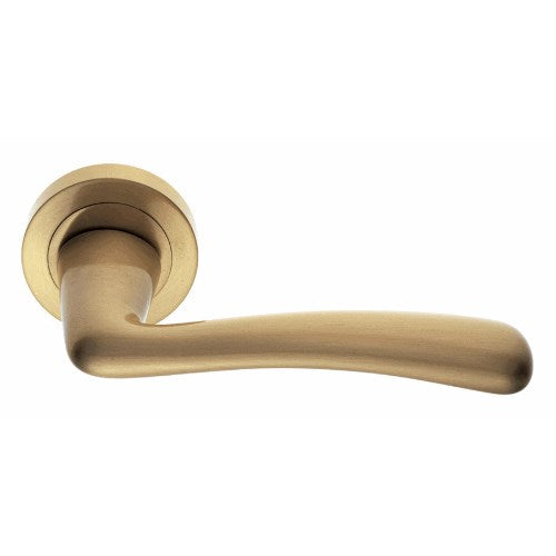 EVIA - passage lever set square rose (50mm) without latch in Satin Brass