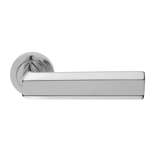 EXA - passage lever set round rose (50mm) without latch  in Polished Chrome