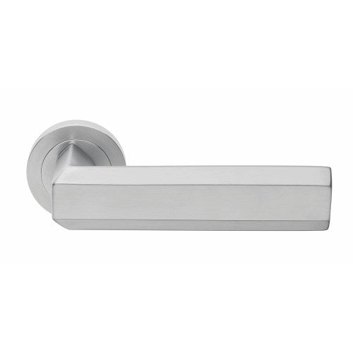 EXA - passage lever set round rose (50mm) without latch  in Satin Chrome