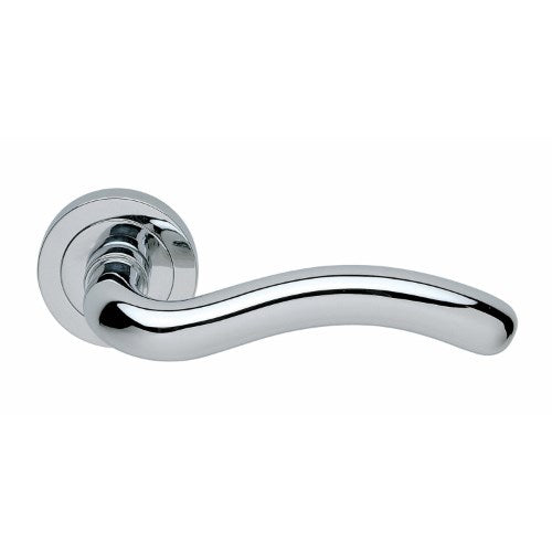 FLY - privacy lever set round rose (50mm) including privacy latch  in Polished Chrome