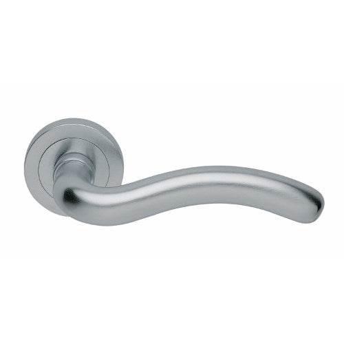 FLY - passage lever set round rose (50mm) without latch  in Satin Chrome