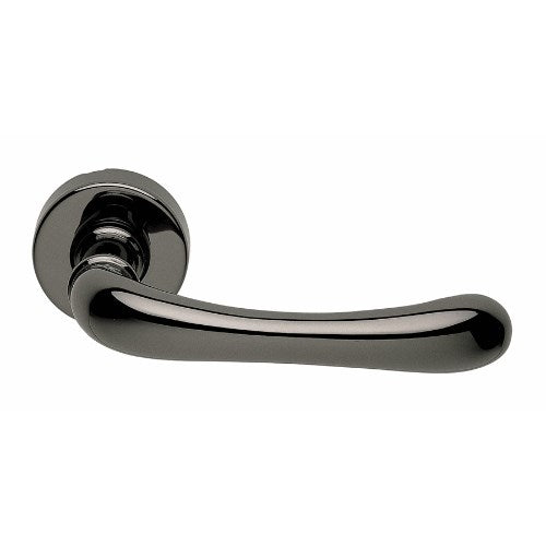 IBRA - privacy lever set round rose (50mm) including privacy latch  in Polished Black Chrome