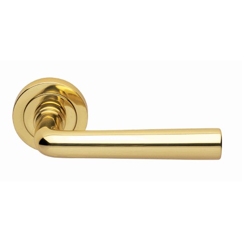 IDRO - passage lever set round rose (50mm) without latch  in Polished Brass