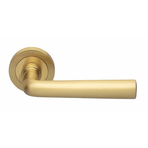 IDRO - passage lever set round rose (50mm) without latch  in Satin Brass