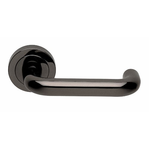 IRIS - passage lever set square rose (50mm) without latch in Polished Black Chrome
