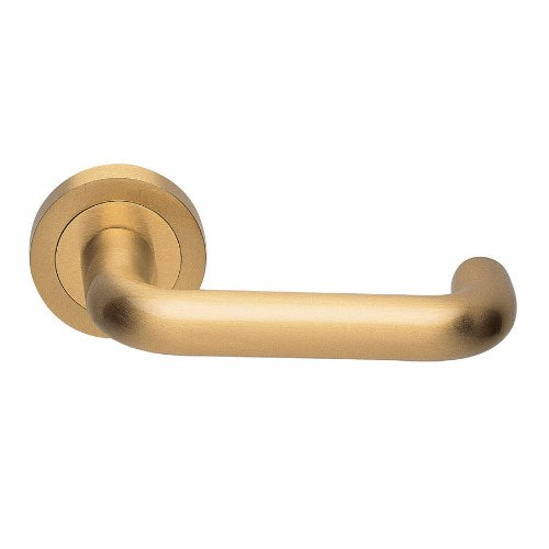 IRIS - passage lever set square rose (50mm) without latch in Satin Brass