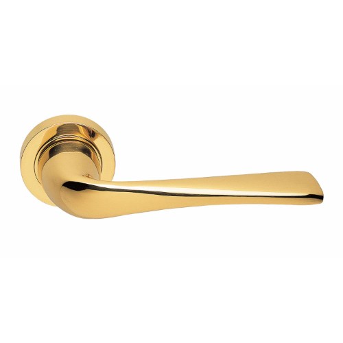 LE MANS - passage lever set square rose (50mm) without latch in Polished Brass