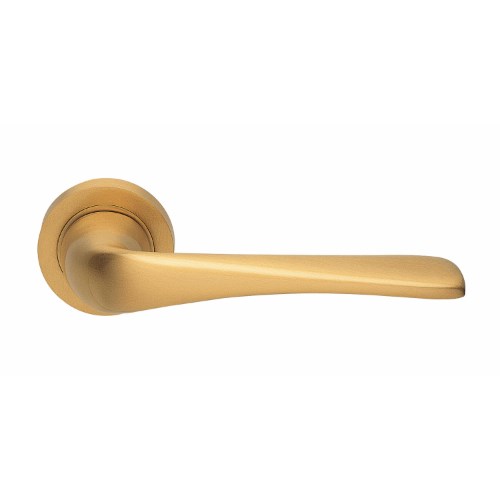 LE MANS - passage lever set square rose (50mm) without latch in Satin Brass