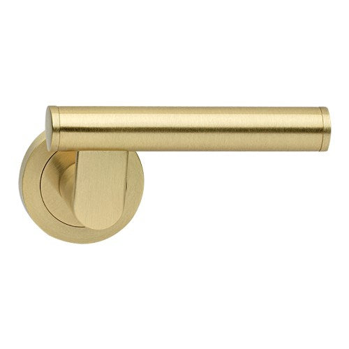 LEVA - passage lever set round rose (50mm) without latch  in Satin Brass