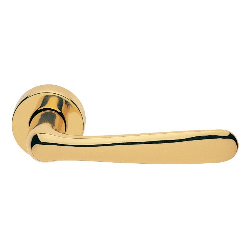 LINDA - passage lever set square rose (50mm) without latch in Polished Brass