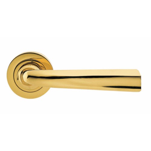LOGOS - passage lever set square rose (50mm) without latch in Polished Brass