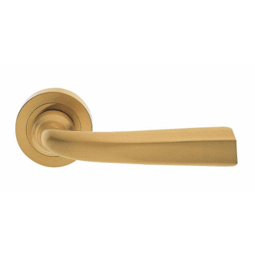 LOGOS - passage lever set square rose (50mm) without latch in Satin Brass