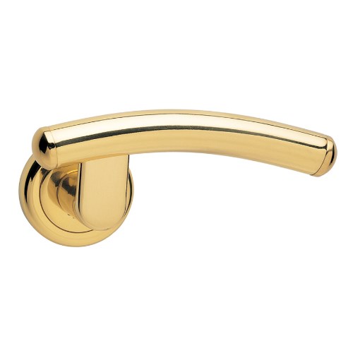 LUNA - privacy lever set round rose (50mm) including privacy latch  in Polished Brass