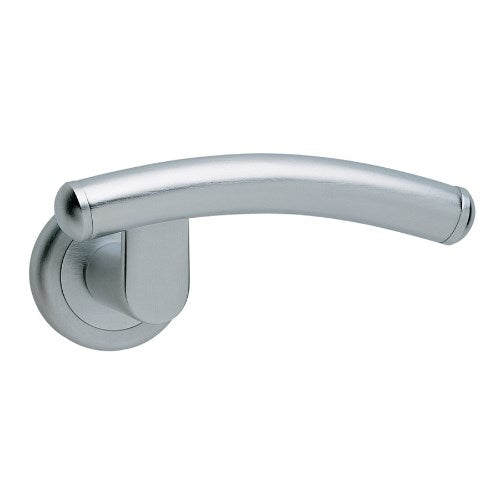 LUNA - passage lever set round rose (50mm) without latch  in Satin Chrome