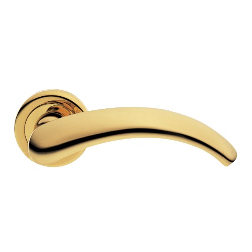 MATRIX - passage lever set square rose (50mm) without latch in Polished Brass